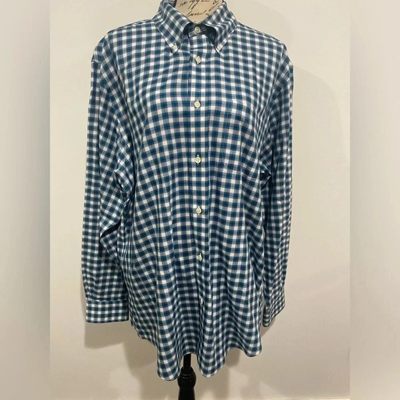Brooks Brothers 1818 Regent Blue and White Plaid Long Sleeve Dress Shirt Size XL - Picture 1 of 7